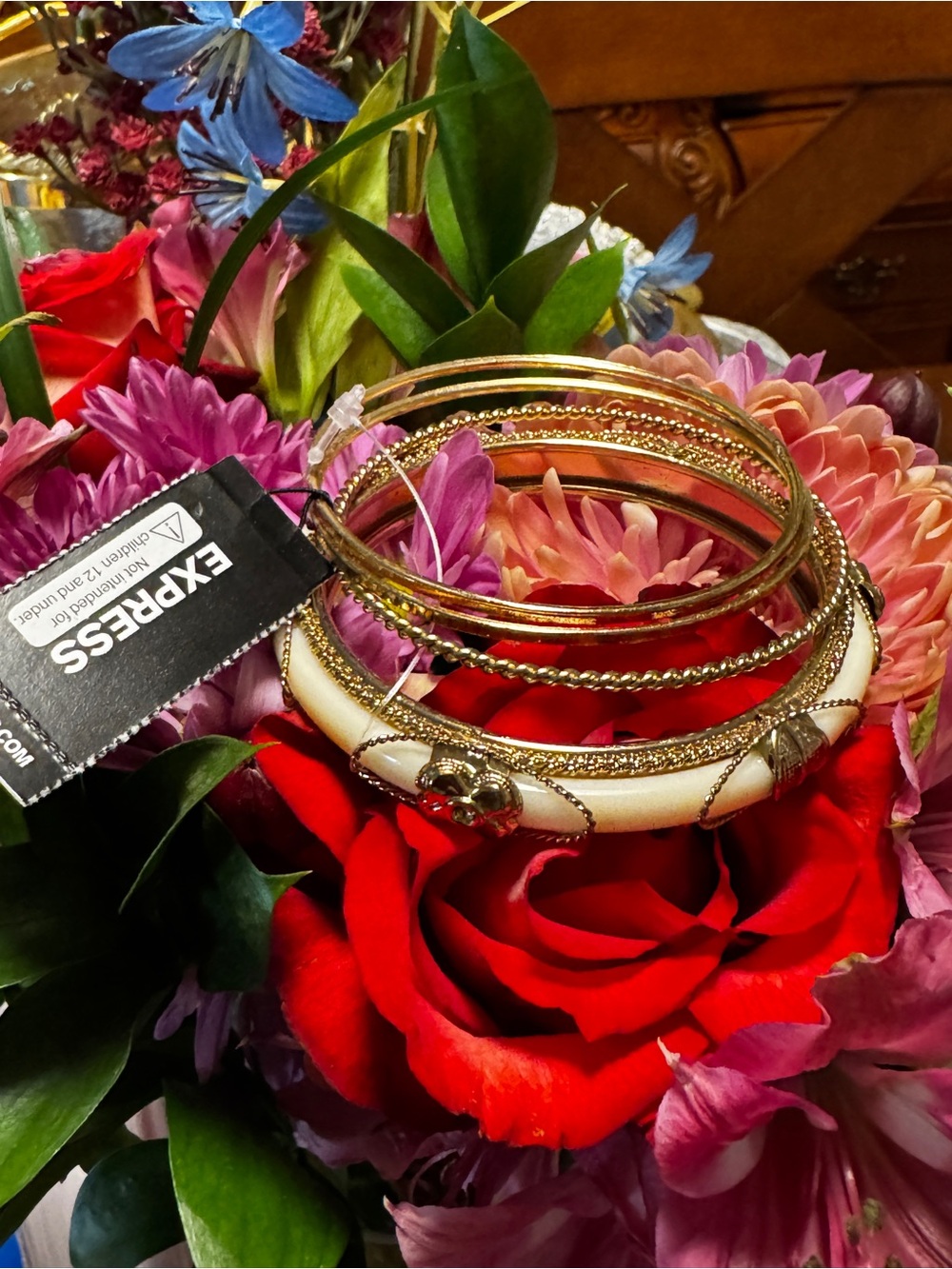 Express Gold and Ivory Stackable Bangle Bracelet Set - Express